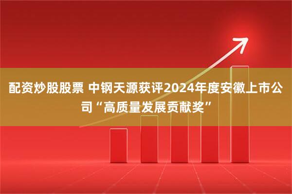 配资炒股股票 中钢天源获评2024年度安徽上市公司“高质量发展贡献奖”